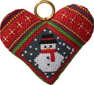 Mini kits broderi - snemand og julefarver